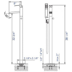 ALFI Single Hole Floor Mounted Waterfall Tub Filler - AB2843 - The Home Selection