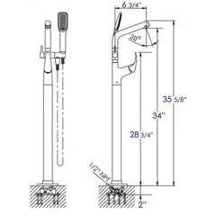 ALFI Tub Filler + Mixer with Additional Hand Held Shower Head - AB2758 - The Home Selection