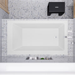 ALFI White Resin 59" Solid Surface Square Drop In Bathtub - AB9933S - The Home Selection