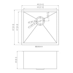 Alpha 19″ Handmade Undermount Sink - HD1918 - The Home Selection