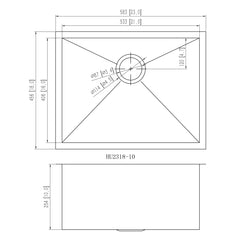Alpha 23″ Handmade Undermount Sink - HU2318 - The Home Selection