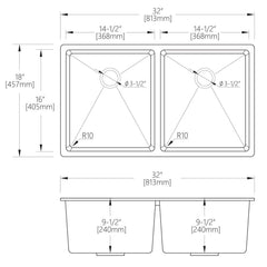 Alpha 32″ 50/50 Granite Composite Undermount Sink - GU3218D - The Home Selection