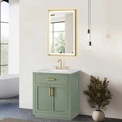 Altair Ivy Single Bathroom Vanity Set in Vintage Green and Carrara White Marble Countertop No Mirror - 5310 - The Home Selection