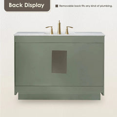 Altair Ivy Single Bathroom Vanity Set in Vintage Green and Carrara White Marble Countertop No Mirror - 5310 - The Home Selection