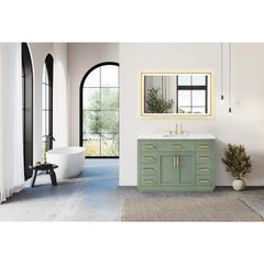 Altair Ivy Single Bathroom Vanity Set in Vintage Green and Carrara White Marble Countertop No Mirror - 5310 - The Home Selection