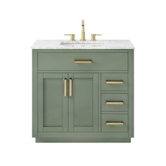 Altair Ivy Single Bathroom Vanity Set in Vintage Green and Carrara White Marble Countertop No Mirror - 5310 - The Home Selection