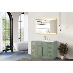 Altair Ivy Single Bathroom Vanity Set in Vintage Green and Carrara White Marble Countertop No Mirror - 5310 - The Home Selection