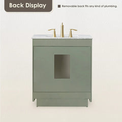 Altair Ivy Single Bathroom Vanity Set in Vintage Green and Carrara White Marble Countertop No Mirror - 5310 - The Home Selection