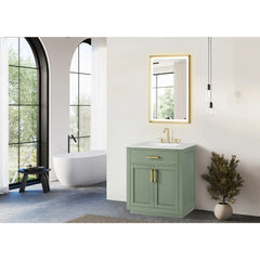Altair Ivy Single Bathroom Vanity Set in Vintage Green and Carrara White Marble Countertop No Mirror - 5310 - The Home Selection