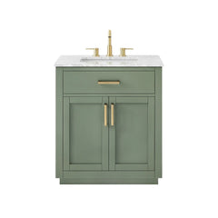 Altair Ivy Single Bathroom Vanity Set in Vintage Green and Carrara White Marble Countertop No Mirror - 5310 - The Home Selection
