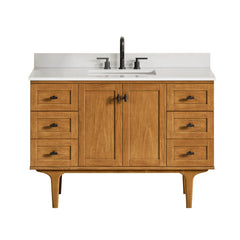 Altair Orasia 48" Single Bathroom Vanity in Mango Brown with Calacatta Mist White Quartz Countertop without Mirror - 595048-MB-CMQ-NM - The Home Selection