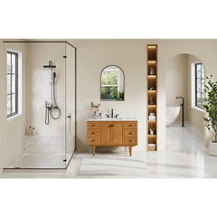 Altair Orasia 48" Single Bathroom Vanity in Mango Brown with Calacatta Mist White Quartz Countertop without Mirror - 595048-MB-CMQ-NM - The Home Selection