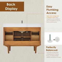 Altair Orasia 48" Single Bathroom Vanity in Mango Brown with Calacatta Mist White Quartz Countertop without Mirror - 595048-MB-CMQ-NM - The Home Selection