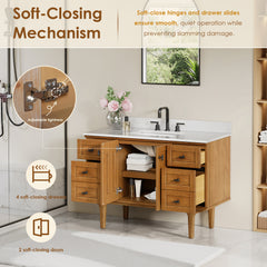 Altair Orasia 48" Single Bathroom Vanity in Mango Brown with Calacatta Mist White Quartz Countertop without Mirror - 595048-MB-CMQ-NM - The Home Selection