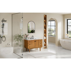 Altair Orasia 48" Single Bathroom Vanity in Mango Brown with Calacatta Mist White Quartz Countertop without Mirror - 595048-MB-CMQ-NM - The Home Selection