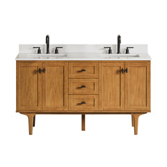 Altair Orasia 60" Double Bathroom Vanity in Mango Brown with Calacatta Mist White Quartz Countertop without Mirror - 595060-MB-CMQ-NM - The Home Selection