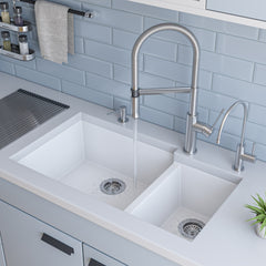 Alfi 34" Double Bowl Undermount Granite Composite Kitchen Sink - White