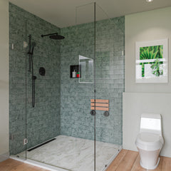 Alfi 16  Wide Foldable Teak Shower Seat with Round Hardware - ABS16R