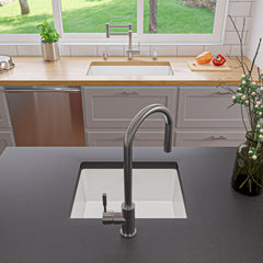 Alfi White 30  x 18  Fireclay Undermount / Drop In Kitchen Sink w Grid - ABF3018UD-W