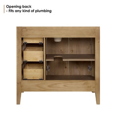 Altair Laurel Bathroom Cabinet Vanity Base in Weathered Fir without Top and Sink, No Mirror
