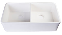 Alfi 32 inch White Double Bowl Fireclay Undermount Kitchen Sink - AB512UM-W
