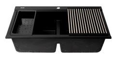 Alfi 33  Granite Composite Workstation Step Rim Double Bowl Drop In Sink with Accessories - AB3418DBDI