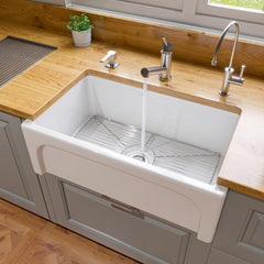 Alfi 30" White Arched Apron Thick Wall Fireclay Single Bowl Farm Sink - White