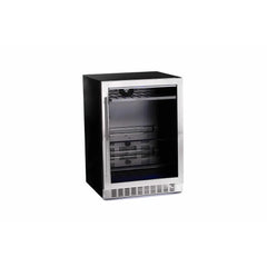 Azure 24" Built-In Beverage Center with 5.6 cu. ft. Capacity, Glass Shelves, Wine Rack, Argon Glass Door, LED Lighting, Digital Controls, 34-43°F Range, Dual Sensor Control, Door Alarm, 39 dB Rating - A224BEV-S - The Home Selection