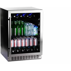 Azure 24" Built-In Beverage Center with 5.6 cu. ft. Capacity, Glass Shelves, Wine Rack, Argon Glass Door, LED Lighting, Digital Controls, 34-43°F Range, Dual Sensor Control, Door Alarm, 39 dB Rating - A224BEV-S - The Home Selection