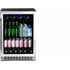 Azure 24" Built-In Beverage Center with 5.6 cu. ft. Capacity, Glass Shelves, Wine Rack, Argon Glass Door, LED Lighting, Digital Controls, 34-43°F Range, Dual Sensor Control, Door Alarm, 39 dB Rating - A224BEV-S - The Home Selection
