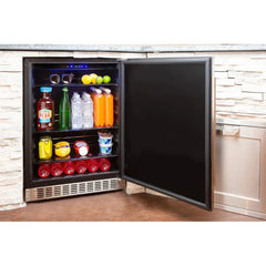 Azure 24" Built-In Compact Refrigerator: 5.6 cu. ft. Capacity, Auto-Defrost, Dual Sensor Temp Control, Glass Shelves, Digital Control, Blue LEDs, Door Alarm, 39 dBA - A224R-S - The Home Selection