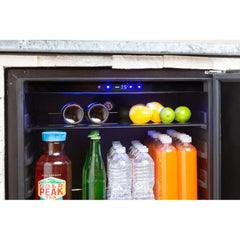 Azure 24" Built-In Compact Refrigerator: 5.6 cu. ft. Capacity, Auto-Defrost, Dual Sensor Temp Control, Glass Shelves, Digital Control, Blue LEDs, Door Alarm, 39 dBA - A224R-S - The Home Selection