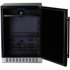 Azure 24" Built-In Compact Refrigerator: 5.6 cu. ft. Capacity, Auto-Defrost, Dual Sensor Temp Control, Glass Shelves, Digital Control, Blue LEDs, Door Alarm, 39 dBA - A224R-S - The Home Selection