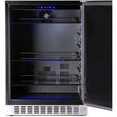 Azure 24" Built-In Compact Refrigerator: 5.6 cu. ft. Capacity, Auto-Defrost, Dual Sensor Temp Control, Glass Shelves, Digital Control, Blue LEDs, Door Alarm, 39 dBA - A224R-S - The Home Selection