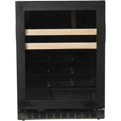 Azure 24 Inch Beverage Center featuring Blue LED Lighting, Glass Shelving, Wine Racks, Field Reversible Door, Digital Display Controls, Auto Defrost, ADA Compliance, and 3 cubic feet Capacity - A124BEV - The Home Selection
