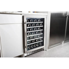 Azure 24" Undercounter Wine Center with 54 Bottle Capacity, Full Extension Racks, Argon Glass Door, Blue LED Lighting, Digital Controls, 40-65°F Temperature Range, Dual Sensor Control, Door Alarm, 39 dB Decibel Rating - A224WC-S - The Home Selection