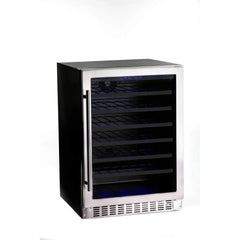 Azure 24" Undercounter Wine Center with 54 Bottle Capacity, Full Extension Racks, Argon Glass Door, Blue LED Lighting, Digital Controls, 40-65°F Temperature Range, Dual Sensor Control, Door Alarm, 39 dB Decibel Rating - A224WC-S - The Home Selection