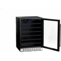 Azure 24" Undercounter Wine Center with 54 Bottle Capacity, Full Extension Racks, Argon Glass Door, Blue LED Lighting, Digital Controls, 40-65°F Temperature Range, Dual Sensor Control, Door Alarm, 39 dB Decibel Rating - A224WC-S - The Home Selection