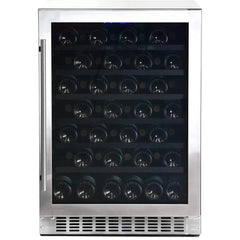 Azure 24" Undercounter Wine Center with 54 Bottle Capacity, Full Extension Racks, Argon Glass Door, Blue LED Lighting, Digital Controls, 40-65°F Temperature Range, Dual Sensor Control, Door Alarm, 39 dB Decibel Rating - A224WC-S - The Home Selection