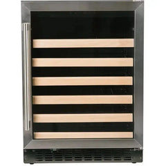 Azure's 24-inch Wine Center offers a spacious 5.1 cu. ft. Capacity, Wood Front Racks, a Field Reversible Door, Blue LED Lighting, Digital Display Controls, Auto Defrost, and ADA Compliance - A124WC - The Home Selection