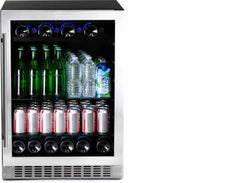 Azure 24" Built-In Beverage Center with 5.6 cu. ft. Capacity, Glass Shelves, Wine Rack, Argon Glass Door, LED Lighting, Digital Controls, 34-43°F Range, Dual Sensor Control, Door Alarm, 39 dB Rating - A224BEV-S