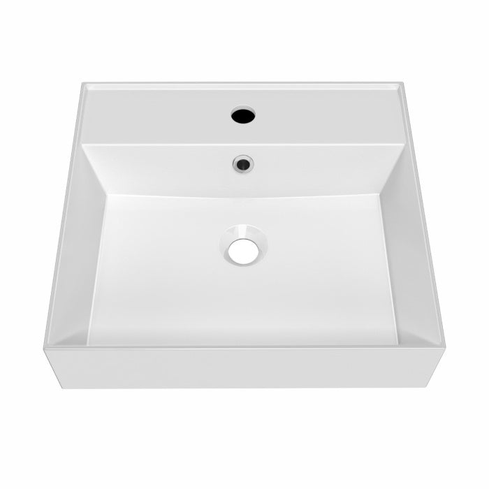 Whitehaus Rectangular Basin with Single Faucet Drilling & Overflow -  B-AG