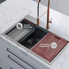 Swiss Madison Ravi Dual Basin 33 x 22 Topmount Kitchen Workstation Sink - SM-KT778 - The Home Selection