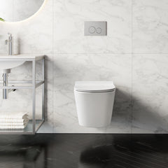 Swiss Madison Calice Wall-Hung Toilet Bundle 0.8/1.6 GPF Dual Flush in Glossy White - The Home Selection