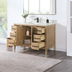 Altair Laurel Bathroom Cabinet Vanity Base in Weathered Fir without Top and Sink, No Mirror