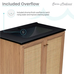 Swiss Madison Classe 30" Freestanding Bathroom Vanity in Golden Oak with Black Sink Top - SM-BV664MB
