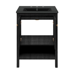Swiss Madison Chateau 24" Freestanding Bathroom Vanity with Black 3-Hole Widespread Sink Top - SM-BV0601