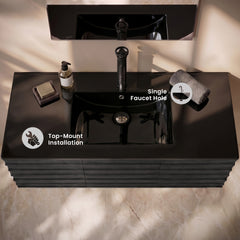 Swiss Madison 48" Vanity Sink Top in Glossy Black - SM-VT0012GB