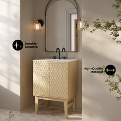 Swiss Madison Bosse 24" Freestanding Bathroom Vanity in Natural Oak with 3-Hole Centerset Sink Top - SM-BV8801NO-3