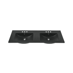 Swiss Madison 48" 3-Hole Widespread Double Basin Vanity Sink Top in Matte Black - SM-VT349-3MB